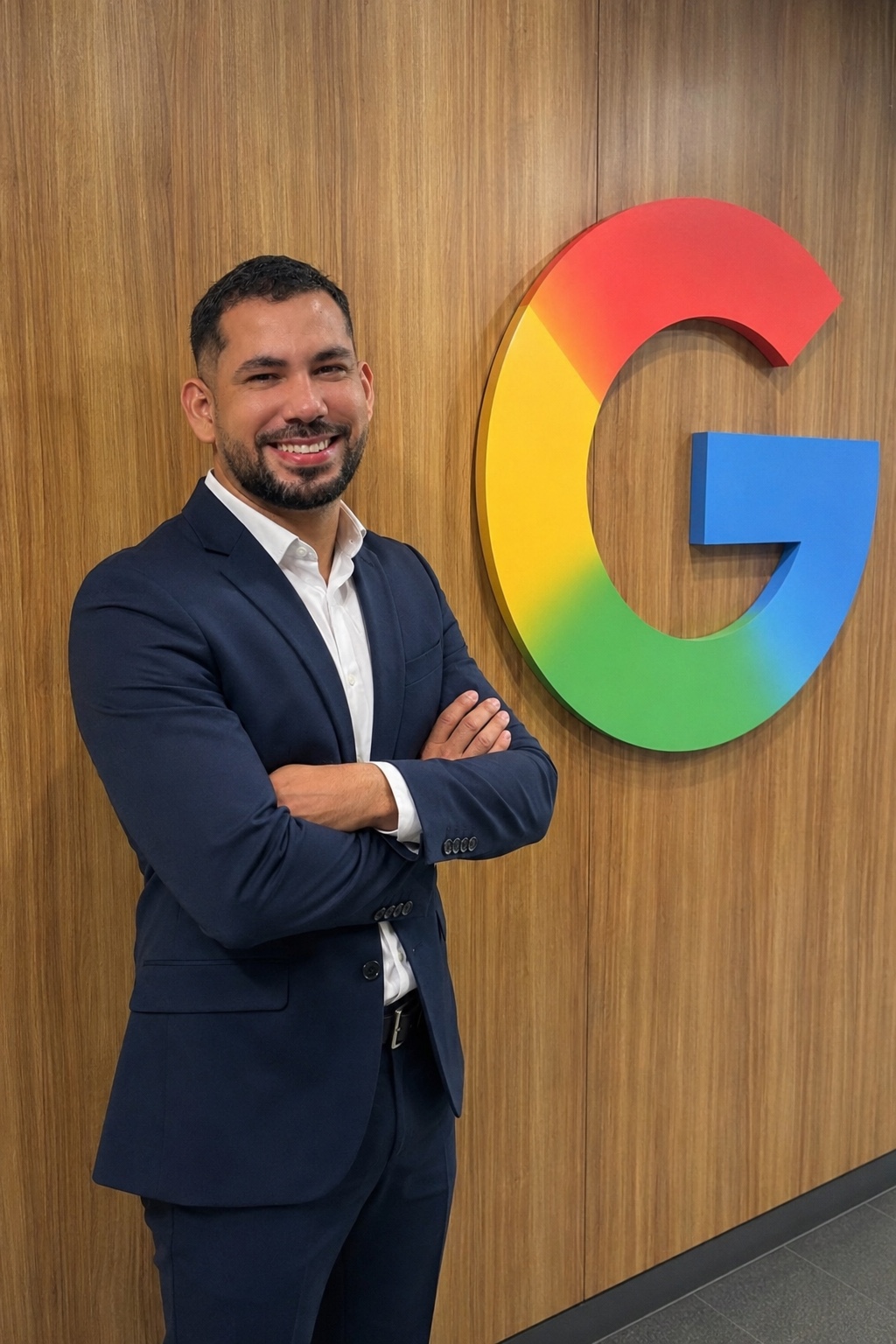 Delvis Petit Boscan frente al logotipo de Google